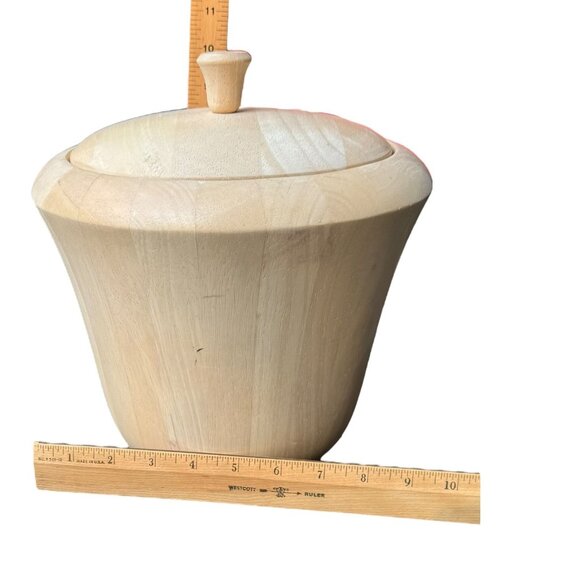 Vtg Silvestri Light Wood Ice Bucket W/Lid Carved Handles & Hard Plastic Liner - Picture 9 of 10